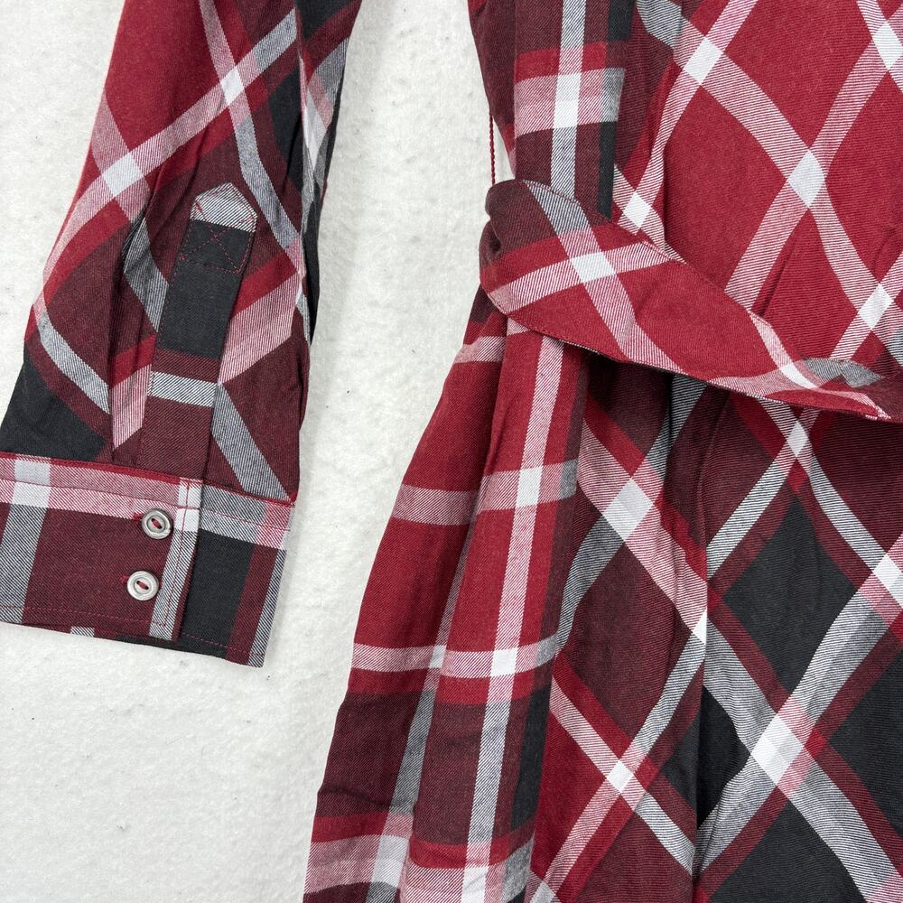 Soft Surroundings Gayle Maxi Dress Size 20W Cabernet Plaid Belted Shirt Dress - Picture 6 of 14